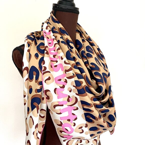 Louis Vuitton Shawl Logo Animal Print Oversize Silk Wrap Scarf - Picture 2 of 15